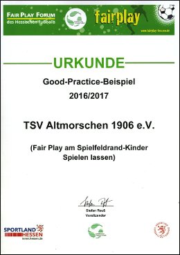 Fairplay-Ehrung für den TSV Altmorschen